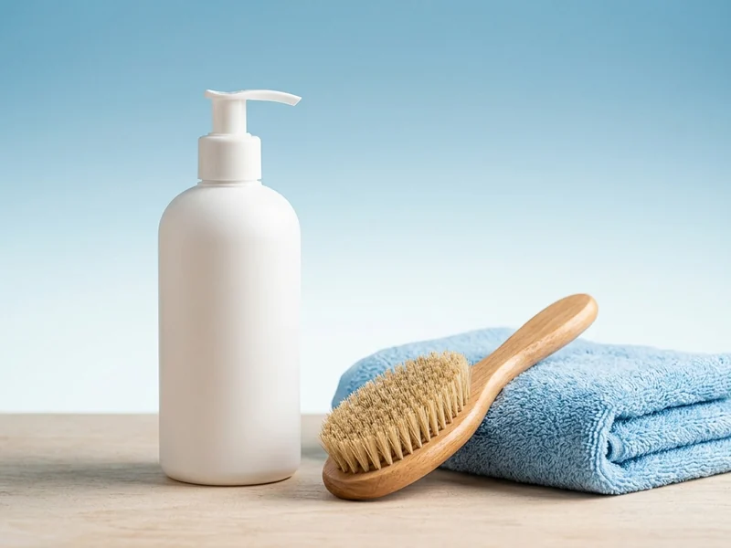 Shampoo, cepillo y toalla