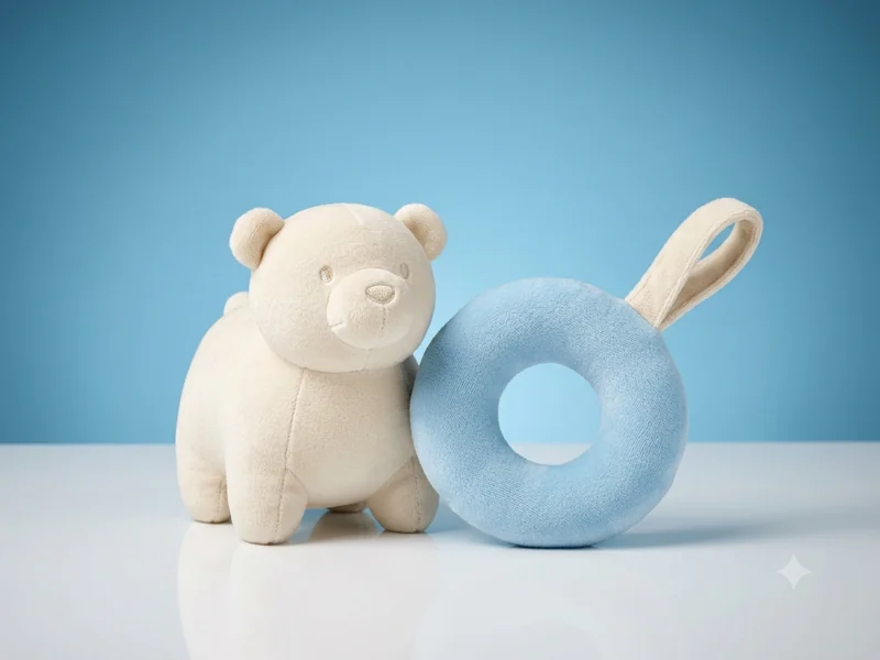Osito de peluche y aro celeste